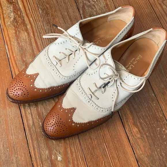 Ralph Lauren luggage Spectator Wingtip Shoes 7B - Picture 2 of 11